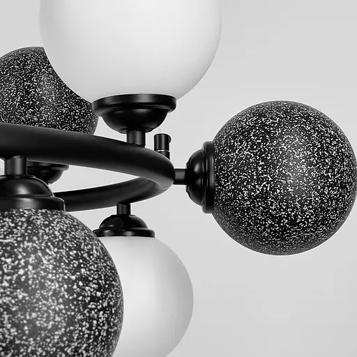 Кільцева люстра HOLLY L з 21 чорно-білими плафонами на 12 ламп Ø 90 см | Line F | Арт. 1035/21 BK - фото 4