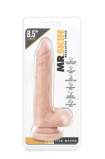 Фалоімітатор Dr. Skin Realistic Cock Stud Muffin 21.6 см тілесний - фото 2