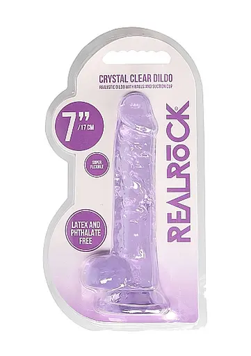 Фалоімітатор RealRock Crystal Clear 7”, 19 см (фіолетовий) - фото 3