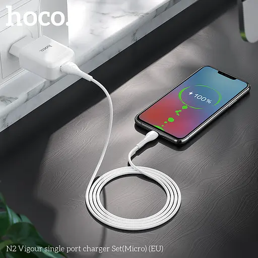 Адаптер сетевой HOCO Micro USB cable Vigour N2 белый - фото 6