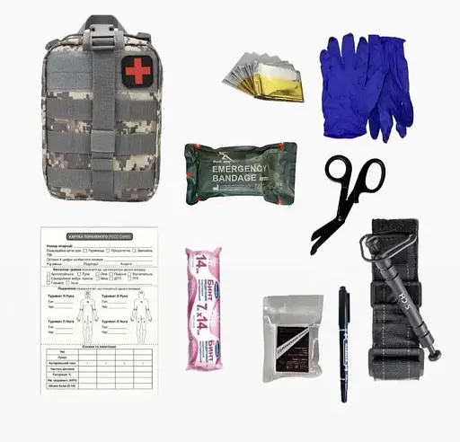 Аптечка укомплектованная №8 Rescue Ready в подсумке с быстрым сбросом камуфляж - фото 1