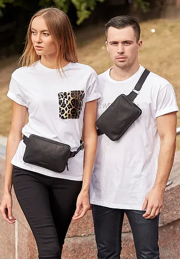 Шкіряна поясна сумка Dropbag Mini чорна Crazy Horse - фото 2