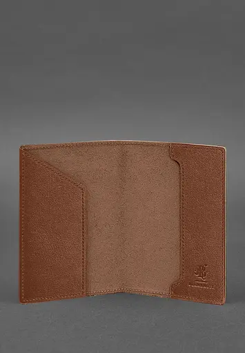 Кожаная обложка для паспорта с картой Украины светло-коричневый краст - фото 4