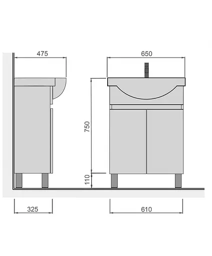 Тумба Мойдодир Temp. 65 з умивальником Freja 65 Білий - фото 2