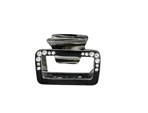 Заколка-краб прямоугольная для волос 5 см со стразами пластиковая с металлическим механизмом Черный - фото 1