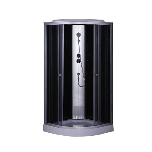 Душевой бокс без гидромассажа Mixxus Strong SB02-90x90x215-GR Satin с низким поддоном MI6887, Хром матовый, тонированный, хром матовый - фото 1