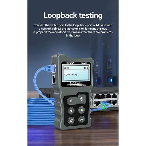 Кабельний тестер Noyafa NF-488 багатофункціональний функція PoE Ping для RJ45 DC (18887) - фото 5