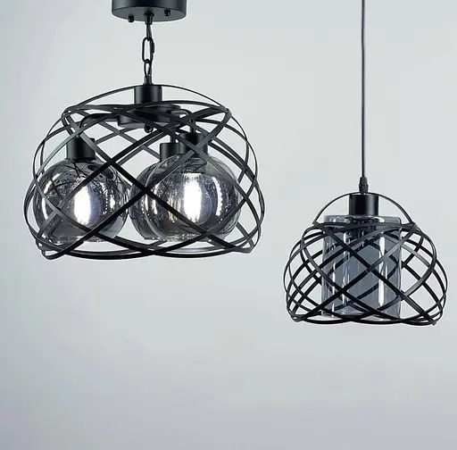 Сучасна люстра в стилі Loft на три скляних плафони Line.F Колір плафона Графітовий - фото 2