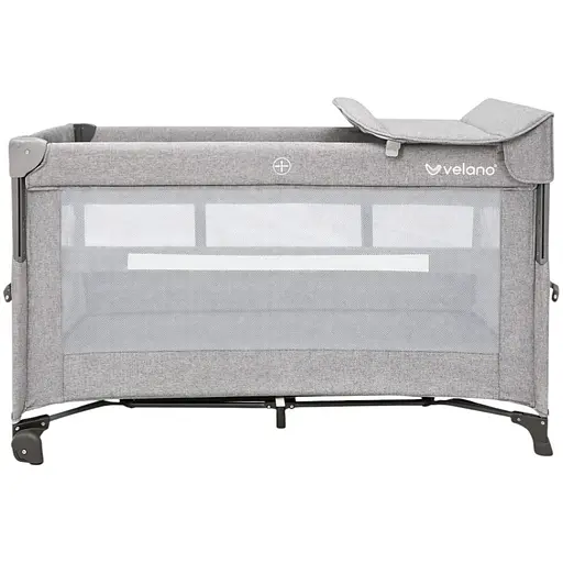 Кровать-манеж детская со вторым ярусом и пеленатором VELANO Tino, light grey - фото 1