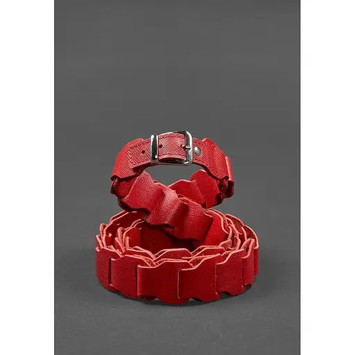 Женский кожаный бохо-ремень BlankNot Saffiano 90 см красный  - фото 5