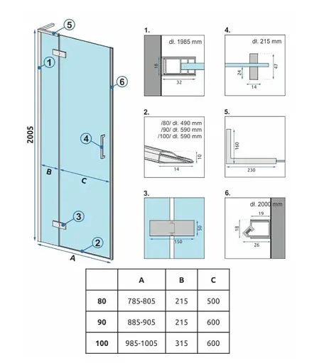 Душевые двери Rea Hugo 100 brushed gold REA-K8413 - фото 6