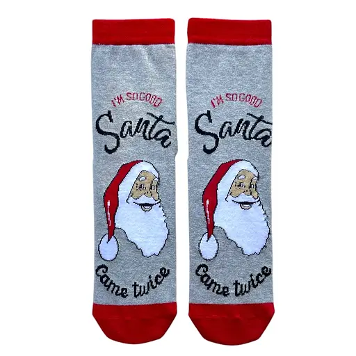 Носки Новогодние мужские из индийского хлопка "Good Santa came twice" 113061 - фото 1