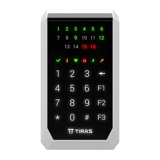 Клавиатура Tiras K-PAD16+ Black на 16 индикаторов зон со встроенным считывателем NFC/Mifare (21-00124)
