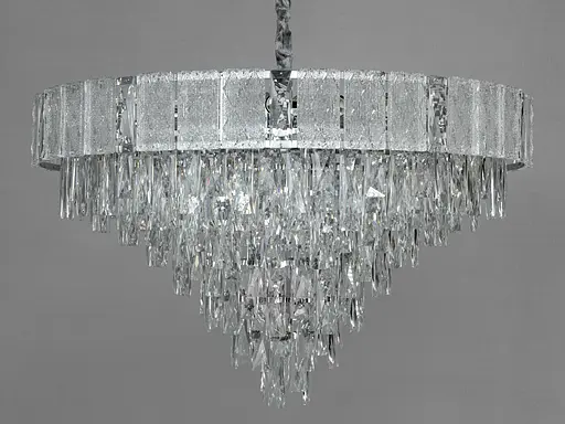 Сучасна кришталева люстра в вітальню, 18 ламп, хром - фото 1