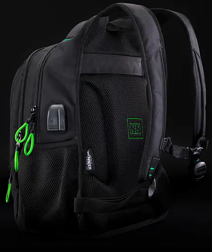 Рюкзак для подростков в школу черный с usb зарядным устройством для парней Winner / SkyName (90-108 R) - фото 2