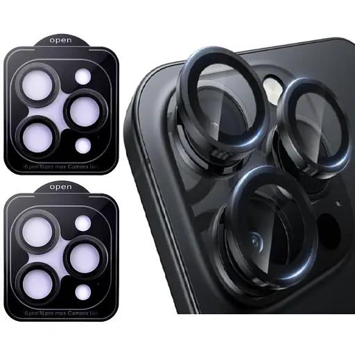 Захисне скло на камеру DK для Apple iPhone 16 Pro Max Lens Metal Ring Eagle Eye 018409 black 2 шт.