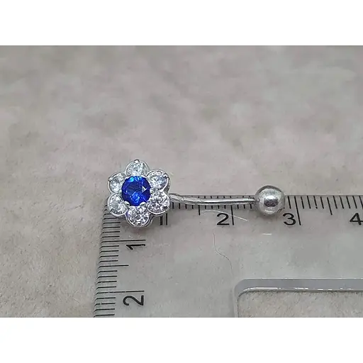 Серебряная серьга для пирсинга пупка Ирий с фианитами. 6010 СИНИЙ - фото 4
