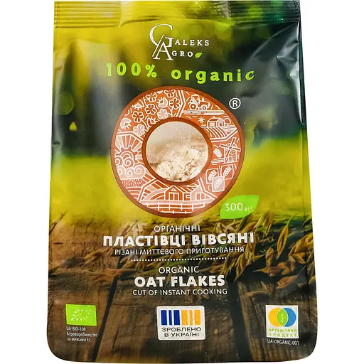 Пластівці вівсяні різані Galeks-Agro миттєвого приготування органічні 300 г - фото 1