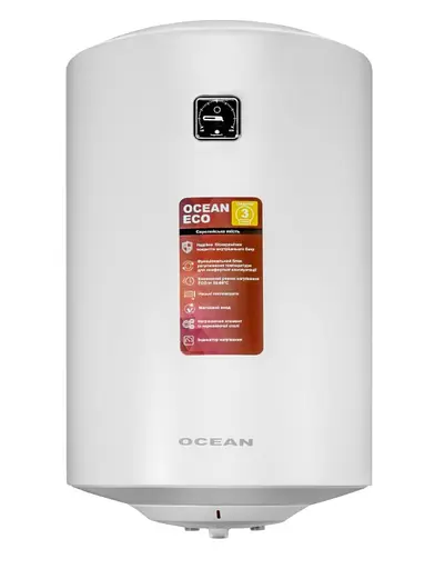 Водонагрівач Ocean RZRS 80 л, 1500 Вт, мокрий ТЕН, циліндричний, вертикальний, білий (RZRS 80M-5 ETWT ECO) - фото 1