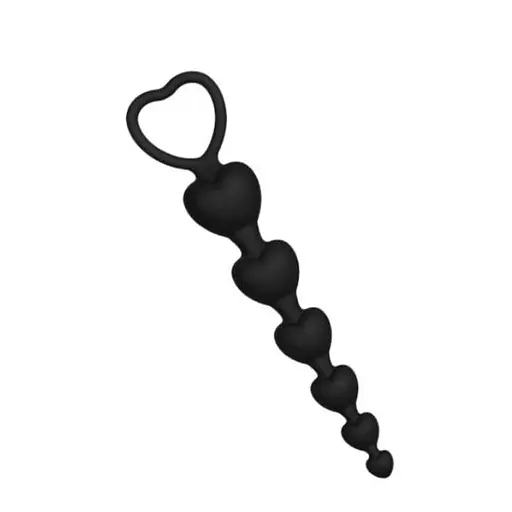 Силіконове анальне фігурне намисто HeartBeads 14,5 см діаметр 1,5 / 1,9 / 2,3 / 2,7 / 3,1 см чорне - фото 1