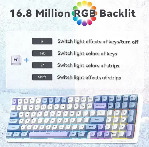 Клавіатура ігрова Aula S-100 PRO Wireless White-Blue ENG/UKR Red Switch Hot-Swap USB, 2.4G, Bluetooth - фото 8