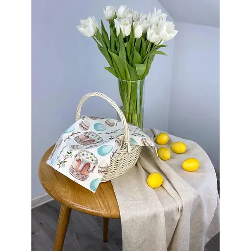 Пасхальное полотенце водоотталкивающее для корзины Пасхальная пасочка 40х30 см голубой - фото 4