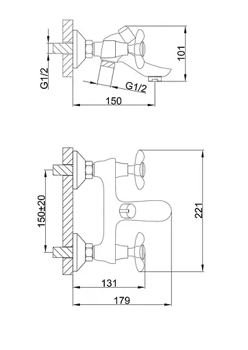 Смеситель для ванны буксовый короткий литой гусак букс. перек.Frap 1/10 F32731-B (H731) Хром - фото 2