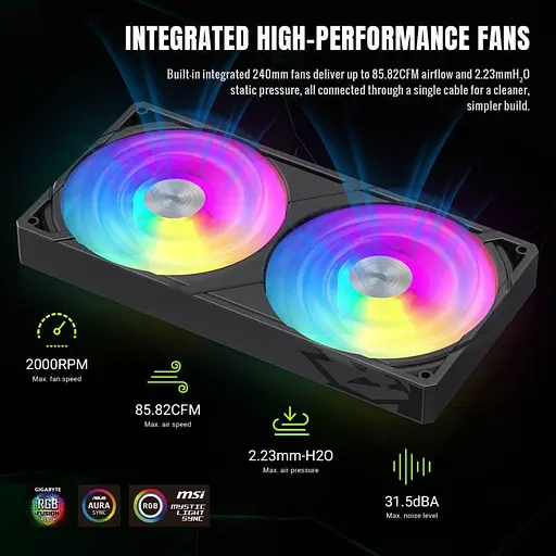 СВО GameMax Glacier 240 LCD Black (GLACIER 240 LCD BK) - фото 9