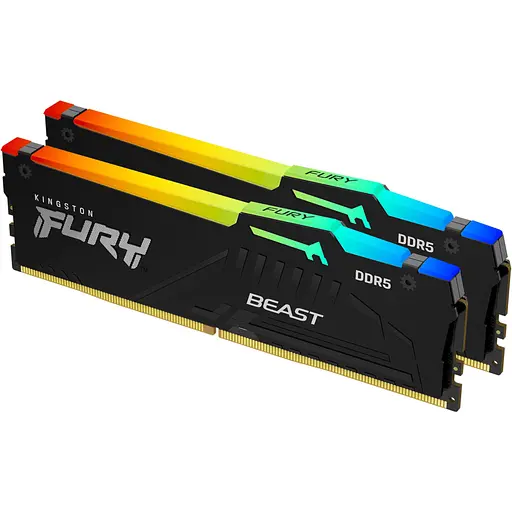 Модуль пам'яті для комп'ютера DDR5 16GB (2x8GB) 5600 MHz FURY Beast RGB Kingston Fury (ex.HyperX) (KF556C36BBEAK2-16) - фото 2