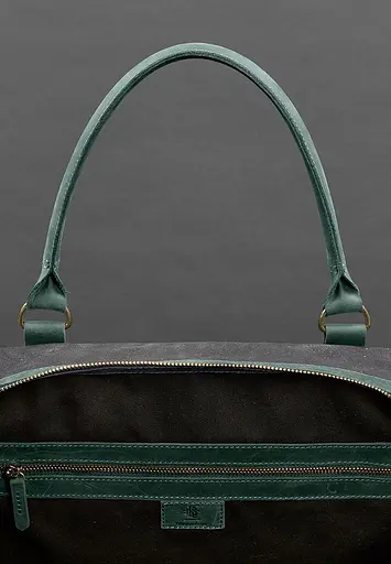 Дорожная сумка из конваса и натуральной кожи Crazy Horse зеленая - фото 9