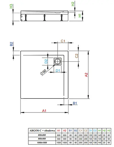 Душовий піддон Radaway Argos C 90x90 на ніжках 4ACN99-02 - фото 3