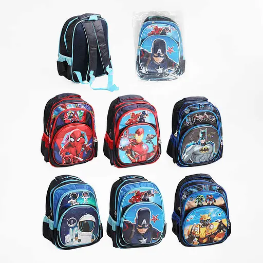 Рюкзак із принтом, пластикова вставка, регульовані лямки, 3 відділення, C65524 (В асортименті) - фото 2