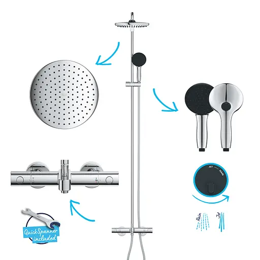 Душова система термостатична Grohe QuickFix Vitalio Start System 250 26988001, Хром - фото 8