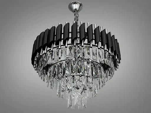 Стильная современная хрустальная люстра на 9 ламп, черный+хром - фото 3