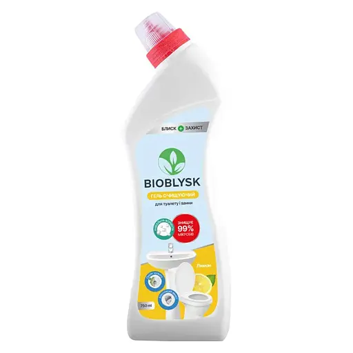 Гель очищающий для туалета и ванны BioBlysk Лимон 1.5 л (750 мл х 2 шт.) - фото 2