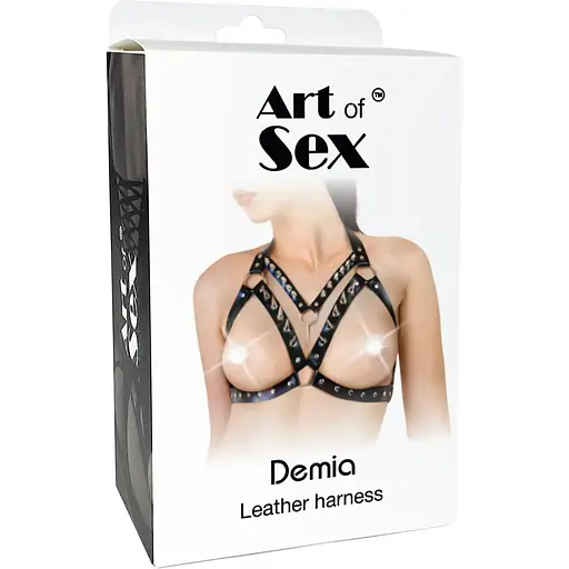 Женская портупея с шипами Art of Sex - Demia Leather harness, Черная XS-M