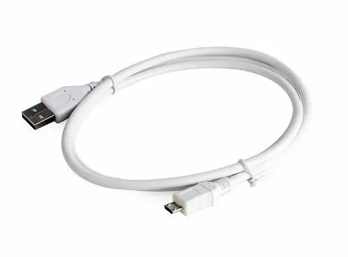 Кабель USB 2.0 AM – microUSB (5P), 0.5 м, белый, Cablexpert (CCP-MUSB2-AMBM-W-0.5M) - фото 1