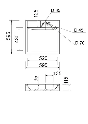 Раковина Adamant умивальник WASHER NEW штучний камінь прямокутна - фото 7