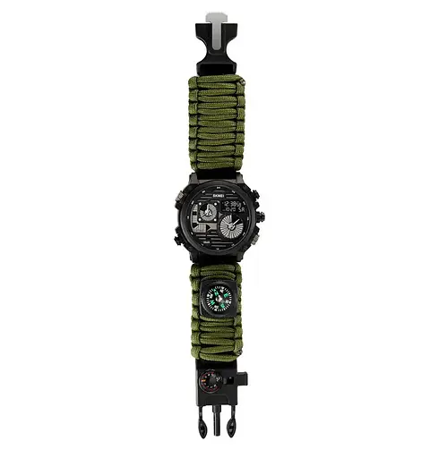Часы мужские наручные спортивные Skmei 2202 Paracord (Зеленый нейлоновый ремешок) - фото 7