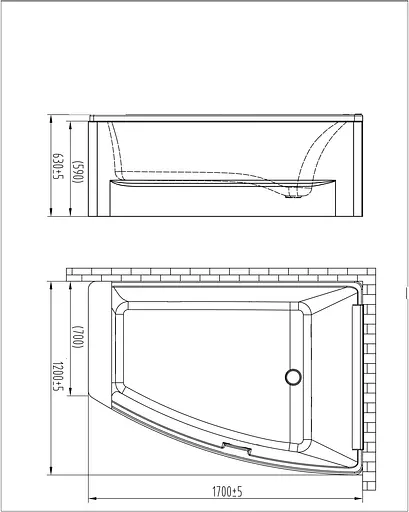 Ванна акриловая Volle 170x120 TS-100/R - фото 2