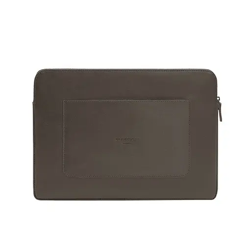 Кожаный чехол BlankNote для ноутбука на молнии с хлястиком и карманом Темно-бежевый - фото 8