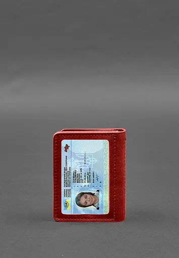 Кожаная обложка для водительского удостоверения, ID и пластиковых карт 2.0 красный - фото 8