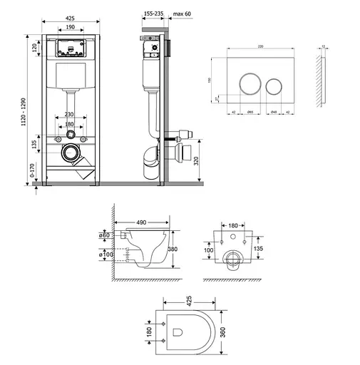 Набір Q-tap Nest 4 в 1 підвісний унітаз Taurus Ultra Quiet 490x360x380 + комплект інсталяції QT2433084EUQW46148 - фото 2