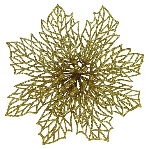 Ялинкова іграшка MIS LT Квітка Різдвяник павутинка 16х16х4 см золотий - фото 1