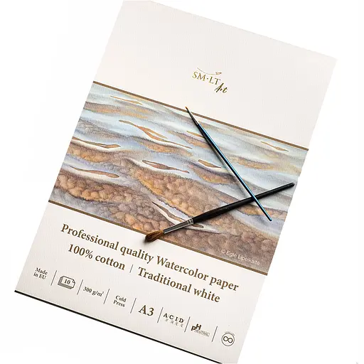 Склейка для акварели PRO CREATE А3 (29,7х42 см) 300г/м2 10л белая бумага SM-LT Art - фото 2