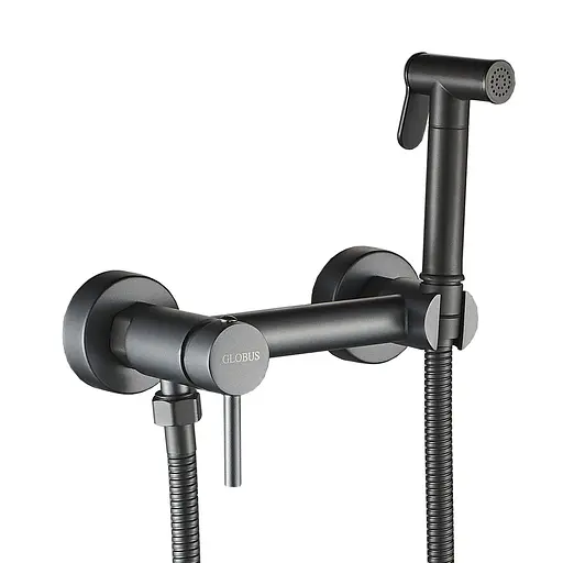 Змішувач для гігієнічного душу зовнішнього монтажу 150 мм Globus Lux GLN-6-graphite-106MIX, Чорний матовий - фото 5
