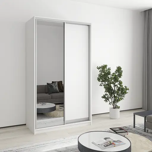 Шафа-купе дводверна MebelStar Стандарт AL ДСП/Дзеркало 120x60x210 см Аляска білий (MBS-2407)