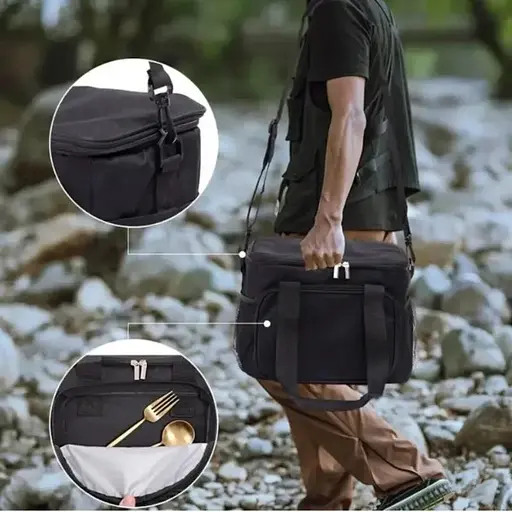 Термосумка-холодильник 18 л для їжі напоїв, пікніка, пляжу водонепроникна, утеплена, чорна - фото 4