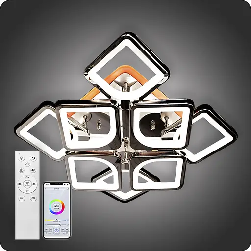 Люстра світлодіодна 517 Light 3color з пультом 192Вт Хром (01794) - фото 1