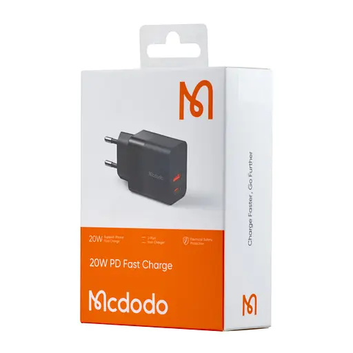 Мережевий зарядний пристрій McDodo Hydrogen Series 20W PD + QC Charger ( EU plug ) CH-1951 Чорний - фото 2